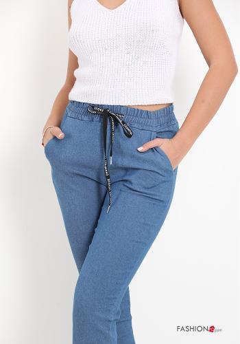 Hose aus Baumwolle mit Taschen mit Schleife - ph 4