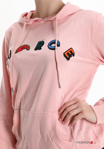 Felpa in Cotone Fantasia scritta con cappuccio - ph 4