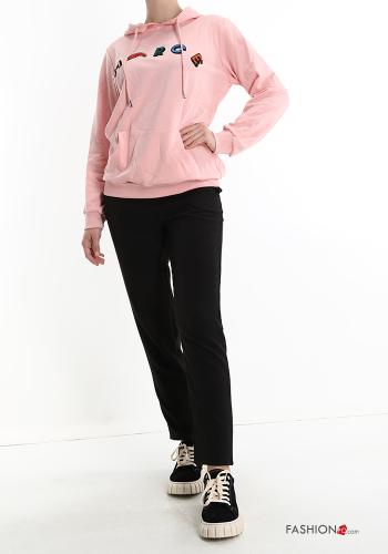 Felpa in Cotone Fantasia scritta con cappuccio - ph 5