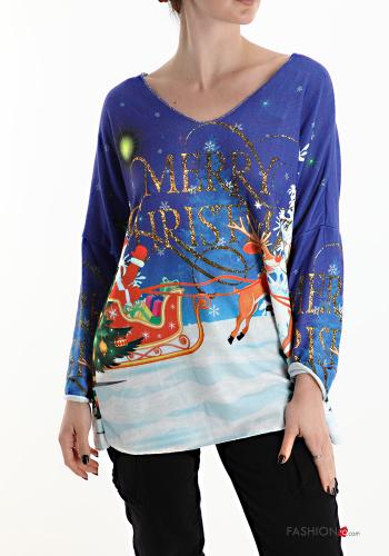 Camisola de mangas compridas de Natal gola V - ph 1