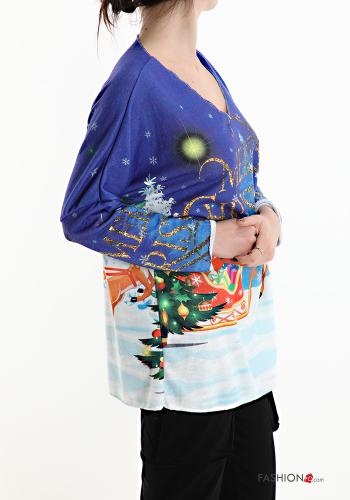 Camisola de mangas compridas de Natal gola V - ph 3