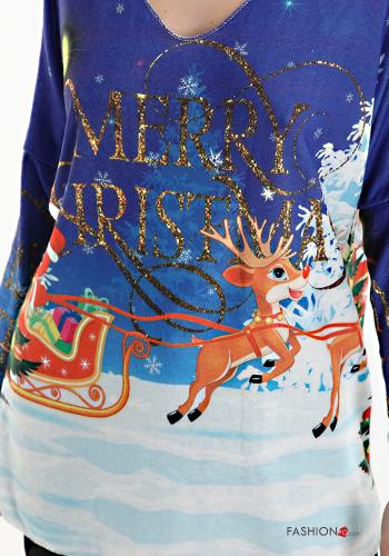 Camisola de mangas compridas de Natal gola V - ph 4