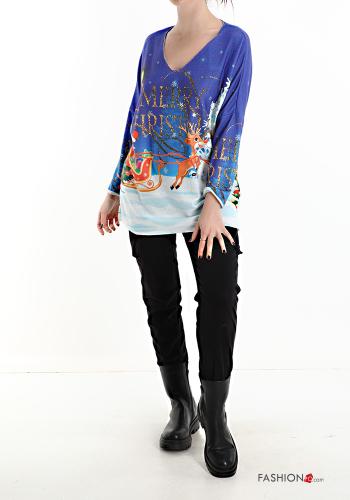 Camisola de mangas compridas de Natal gola V - ph 5