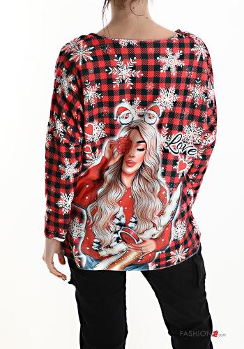 Maglietta a manica lunga Fantasia natalizia scollo a V - ph 2