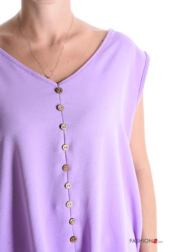 Blouse manches courtes à col en V à noeud à boutons - ph 4