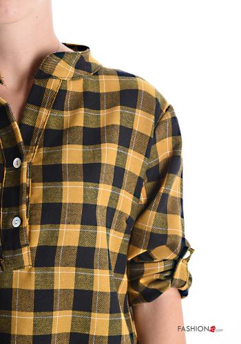 Vichy Muster kurze ärmel Bluse aus Baumwolle mit Knöpfen - ph 4