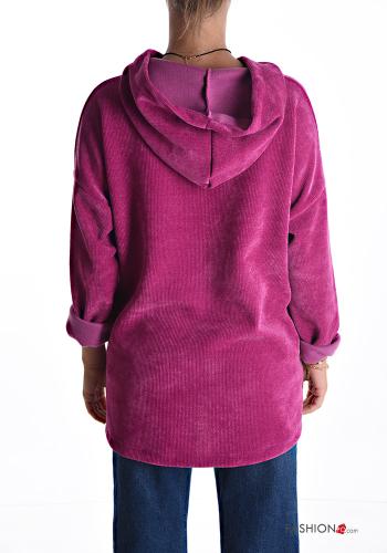 Sweatshirt en Velours avec poches à capuche avec fermeture éclair - ph 2