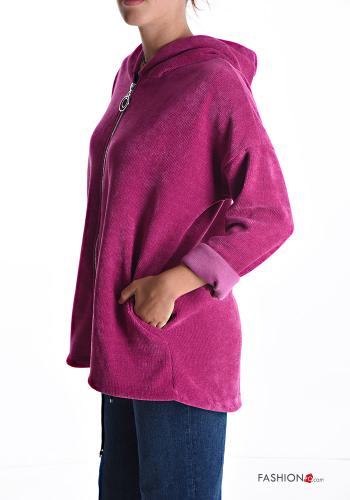 Sweatshirt en Velours avec poches à capuche avec fermeture éclair - ph 3