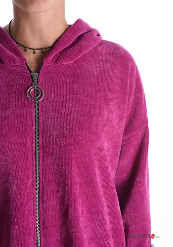 Sweatshirt en Velours avec poches à capuche avec fermeture éclair - ph 4