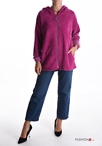 Sweatshirt en Velours avec poches à capuche avec fermeture éclair - ph 5