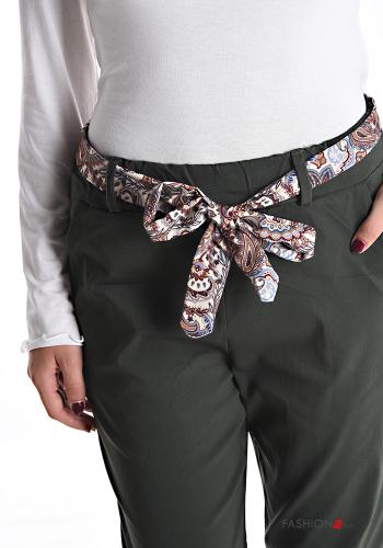 Calças com bolsos com cinto de tecido com elástico - ph 4