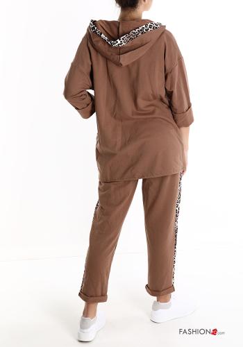 Traje de deporte de Algodón Estampado animal con cremallera con capucha con bolsillos - ph 2