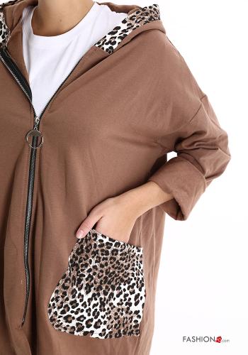 Traje de deporte de Algodón Estampado animal con cremallera con capucha con bolsillos - ph 4