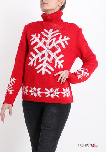 Maglione Fantasia natalizia a collo alto