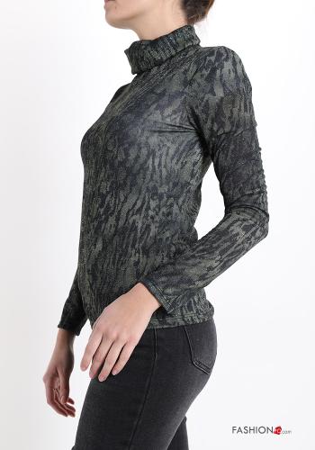 Maglietta a manica lunga Fantasia animalier a collo alto - ph 3