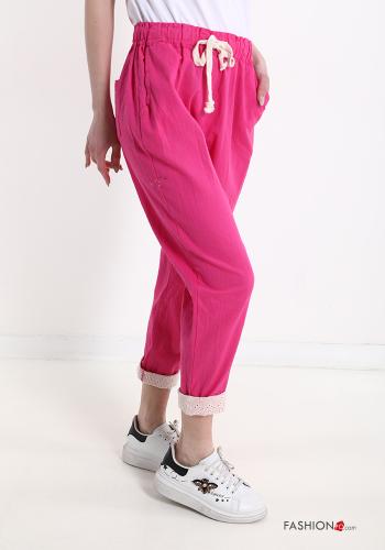 Hose aus Leinen mit Taschen mit Schleife - ph 3