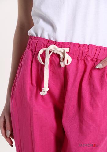 Hose aus Leinen mit Taschen mit Schleife - ph 4