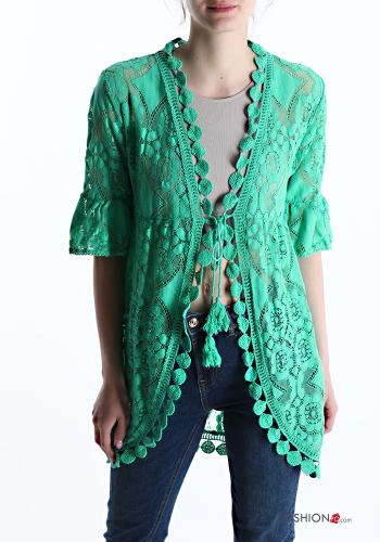 lace trim Cardigan with bow - ph 1