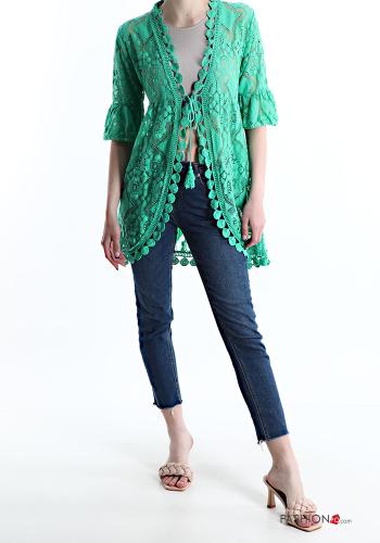 lace trim Cardigan with bow - ph 5