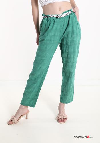 Pantalone in Cotone con tasche con nastro