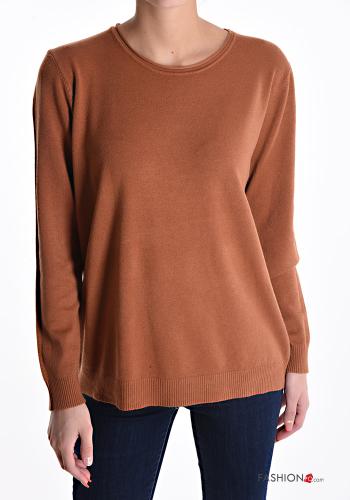 lange ärmel u-boot ausschnitt Strickpullover