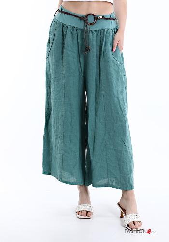 Pantalone in Lino con cintura con tasche