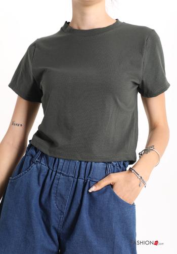 Top in Cotone corto maniche corte girocollo