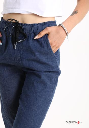 Pantalone in Cotone denim con tasche con fiocco - ph 4