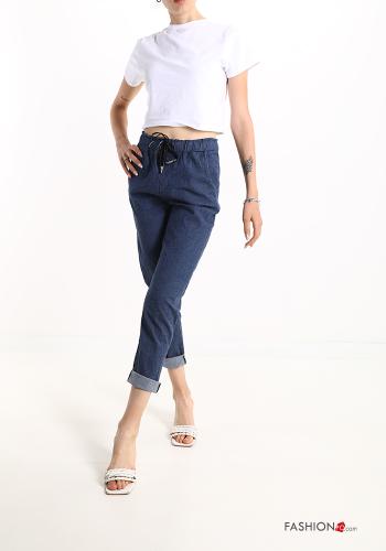 Pantalone in Cotone denim con tasche con fiocco - ph 5