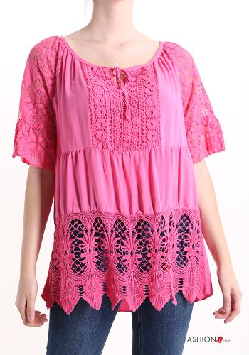 Besticktes Muster Spitze- Bluse - ph 1