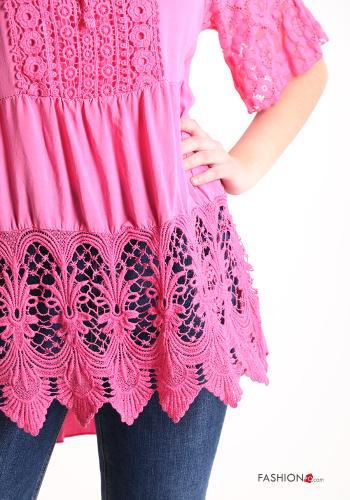 Besticktes Muster Spitze- Bluse - ph 4