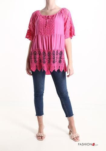 Besticktes Muster Spitze- Bluse - ph 5