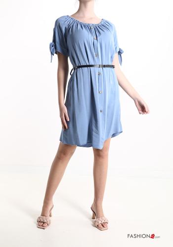 Dress with belt with buttons