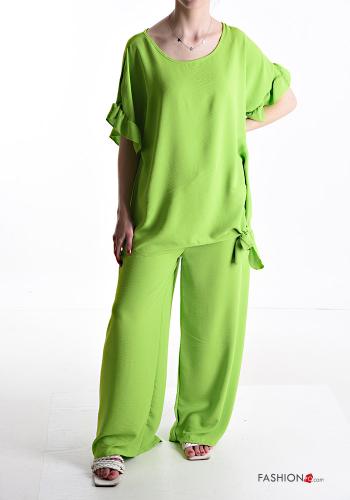 Coordinato maniche corte con balze con fiocco