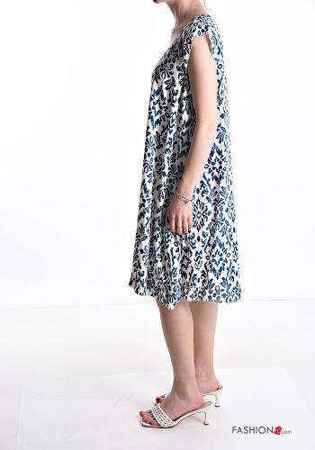 Robe à genoux imprimé à volants à col en V - ph 3
