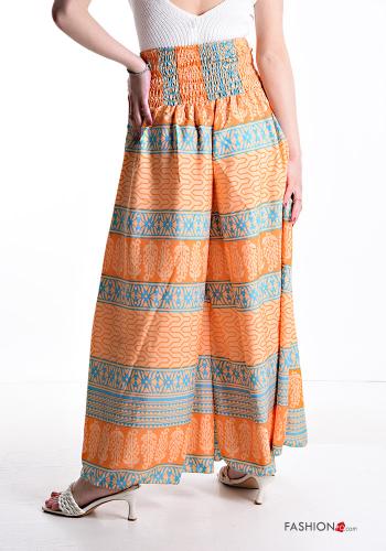 Pantalone in Seta wide leg Fantasia stampata con elastico - ph 2