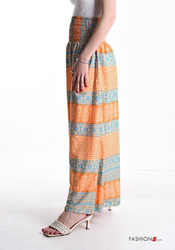 Pantalone in Seta wide leg Fantasia stampata con elastico - ph 3