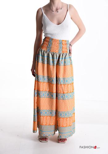 Pantalone in Seta wide leg Fantasia stampata con elastico - ph 5