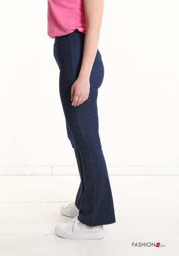 Pantalone in Cotone denim a zampa con elastico - ph 3