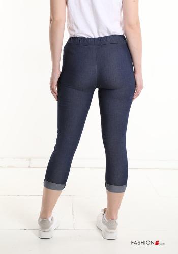 denim skinny Cotton Trousers with pockets with drawstring - ph 2