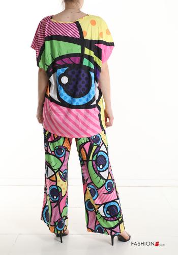 Coordinato in Cotone maniche corte Fantasia astratta con elastico - ph 2