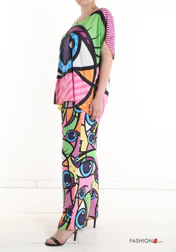 Coordinato in Cotone maniche corte Fantasia astratta con elastico - ph 3