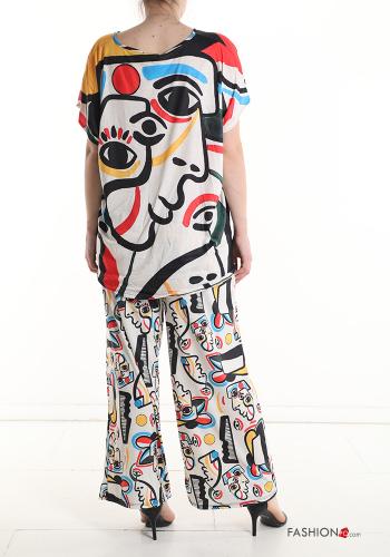 Coordinato in Cotone maniche corte Fantasia stampata scollo a V - ph 2