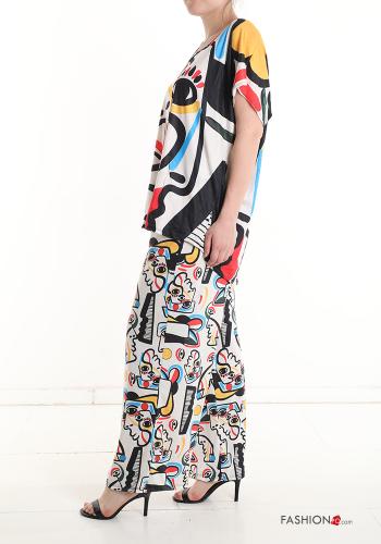 Coordinato in Cotone maniche corte Fantasia stampata scollo a V - ph 3