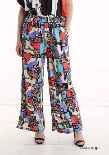 Coordinato in Cotone maniche corte Fantasia astratta scollo a V - ph 5