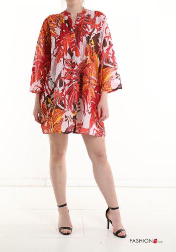 Chemise en Coton Imprimé feuilles manches à trois-quarts - ph 1