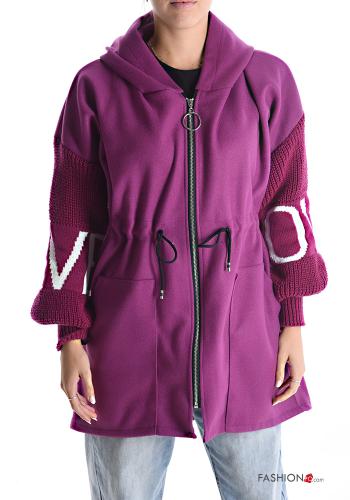 Veste avec fermeture éclair avec poches avec coulisse à capuche - ph 1
