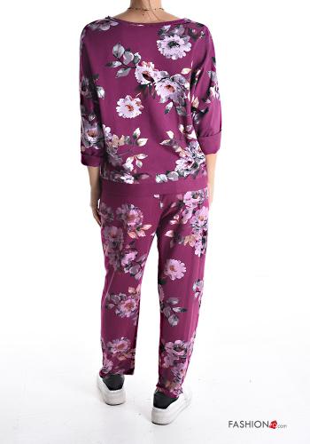 Tuta sportiva in Cotone Fantasia floreale con elastico - ph 2
