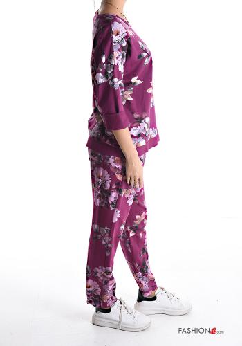 Tuta sportiva in Cotone Fantasia floreale con elastico - ph 3