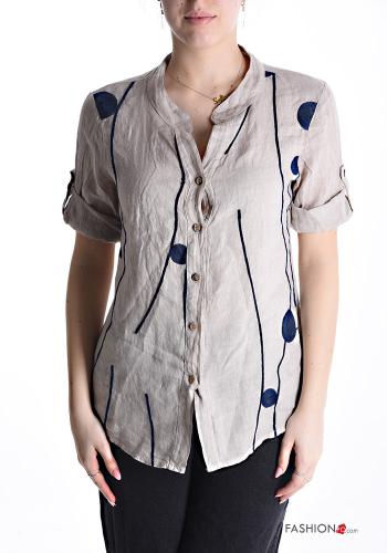 Embroidered Linen Shirt with buttons